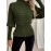 Women's High-Neck Ribbed Sweater - Olive Green Stretchy Long Sleeve Pullover, Loose Fit Textured Winter Top for Fall & Winter, Elegant Casual Chic Wardrobe Essential, Comfortable Fashion, Highneck Pullover, Soft Comfort