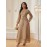 Women's Elegant Beige V-Neck Long Sleeve Dress with Puff Sleeves & Adjustable Waist Tie - A-Line Silhouette Floor-Length Formal Party Wedding Guest Dress, Machine Washable Solid Color HRYY332, Evening Gown, Highquality Material, Tailored Fit, Adult Women