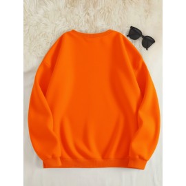 Women's Floral Print Crew Neck Sweatshirt - Pink with Multicolor Flower Design, All-Season Casual Pullover, Soft Machine-Washable Fabric, Cozy Everyday Sweater for Women (No Dry Clean)