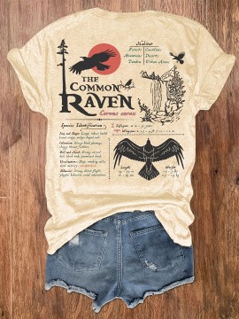 Casual Bird Lover's Printed Crew Neck T-Shirt - Women's Short Sleeve Top - Women's Clothing